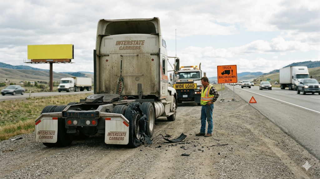Truck Tyre Blowout on Road
